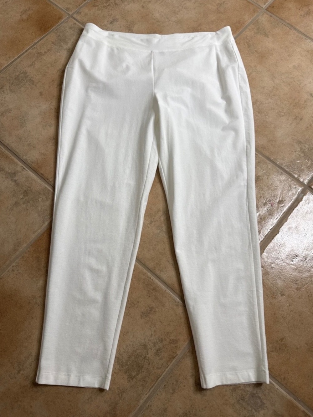Eileen Fisher Womens Sz XL White Slim Ankle Pants Pull On Viscose Nylon Spandex